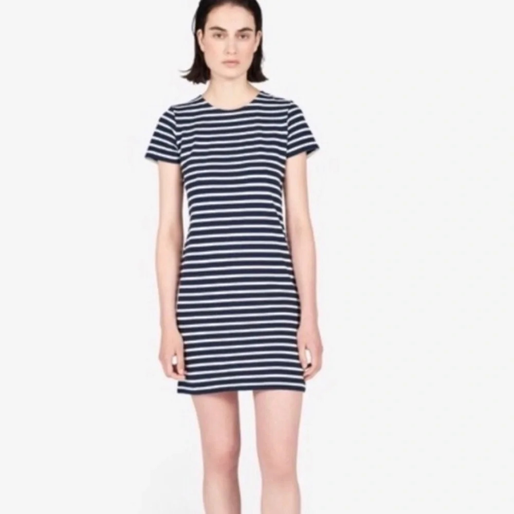Everlane Gia Navy Striped Cotton T-shirt Dress